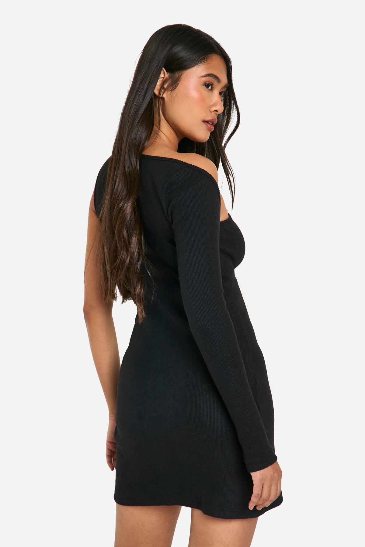 Brushed Rib Mini One Shoulder Dress