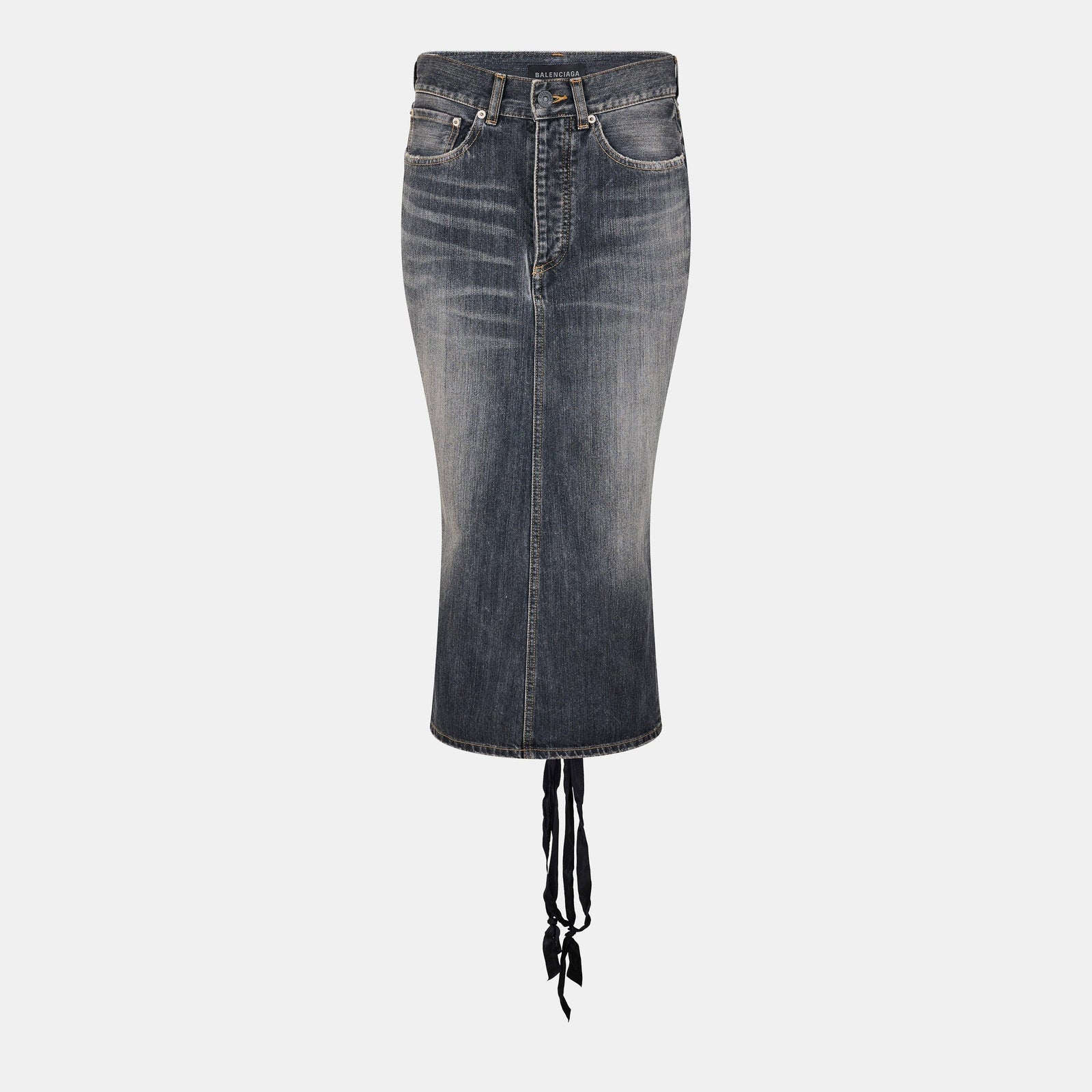 Lace-Up Denim Skirt