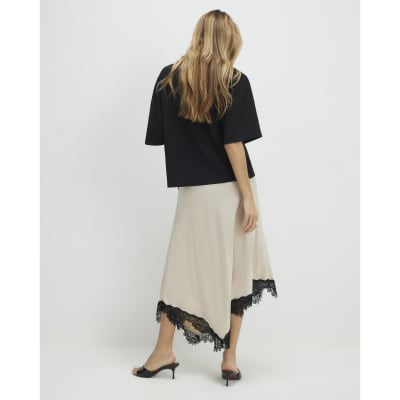 Cream Lace Hybrid T-Shirt Maxi Dress