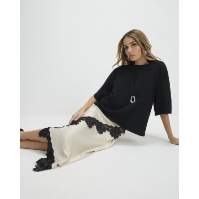Cream Lace Hybrid T-Shirt Maxi Dress