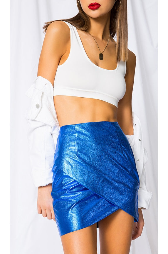 superdown Charmaine Wrap Mini Skirt in Cobalt Blue