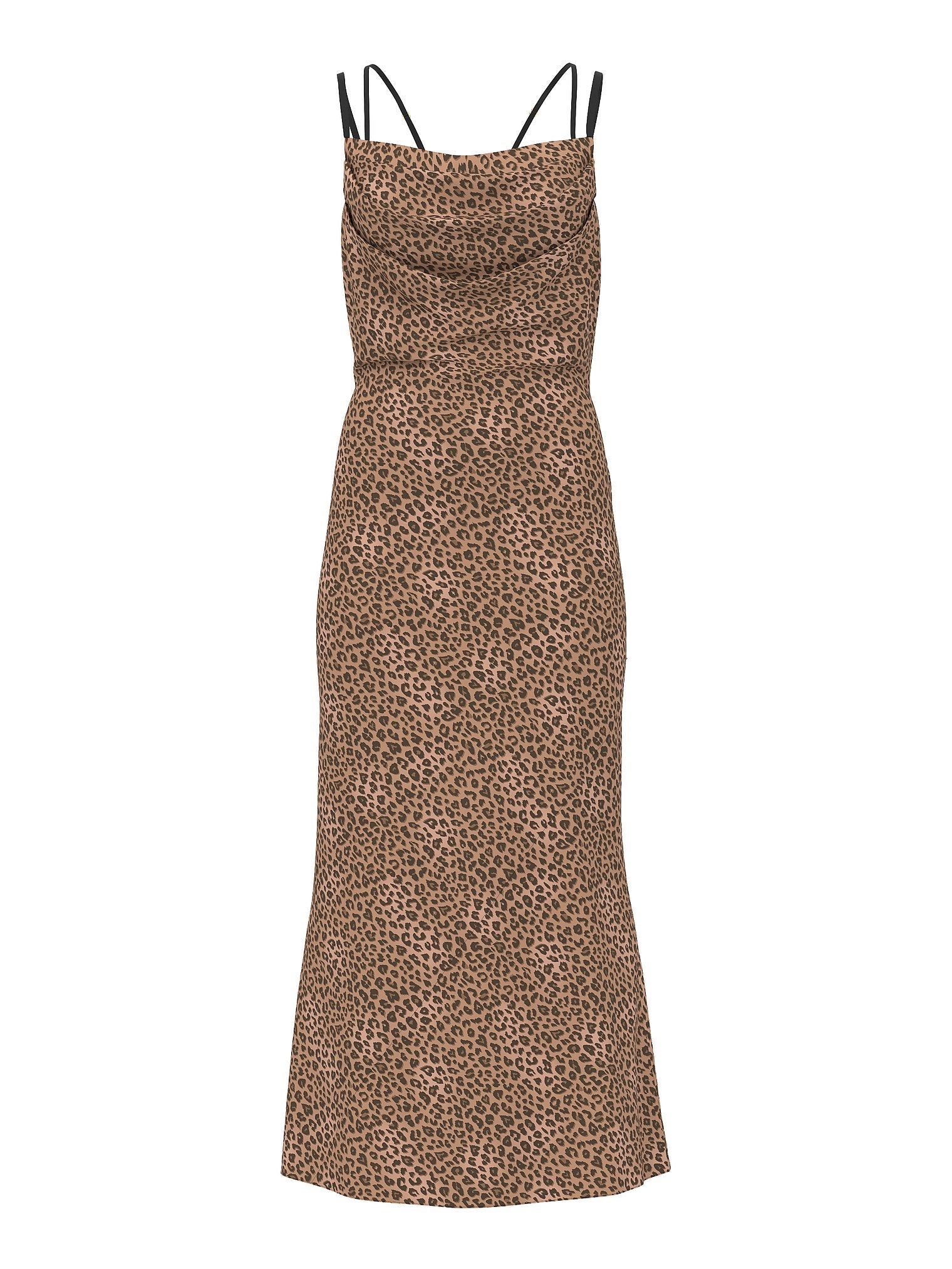 Geo Leo Chiffon Draped Maxi Slip Dress
