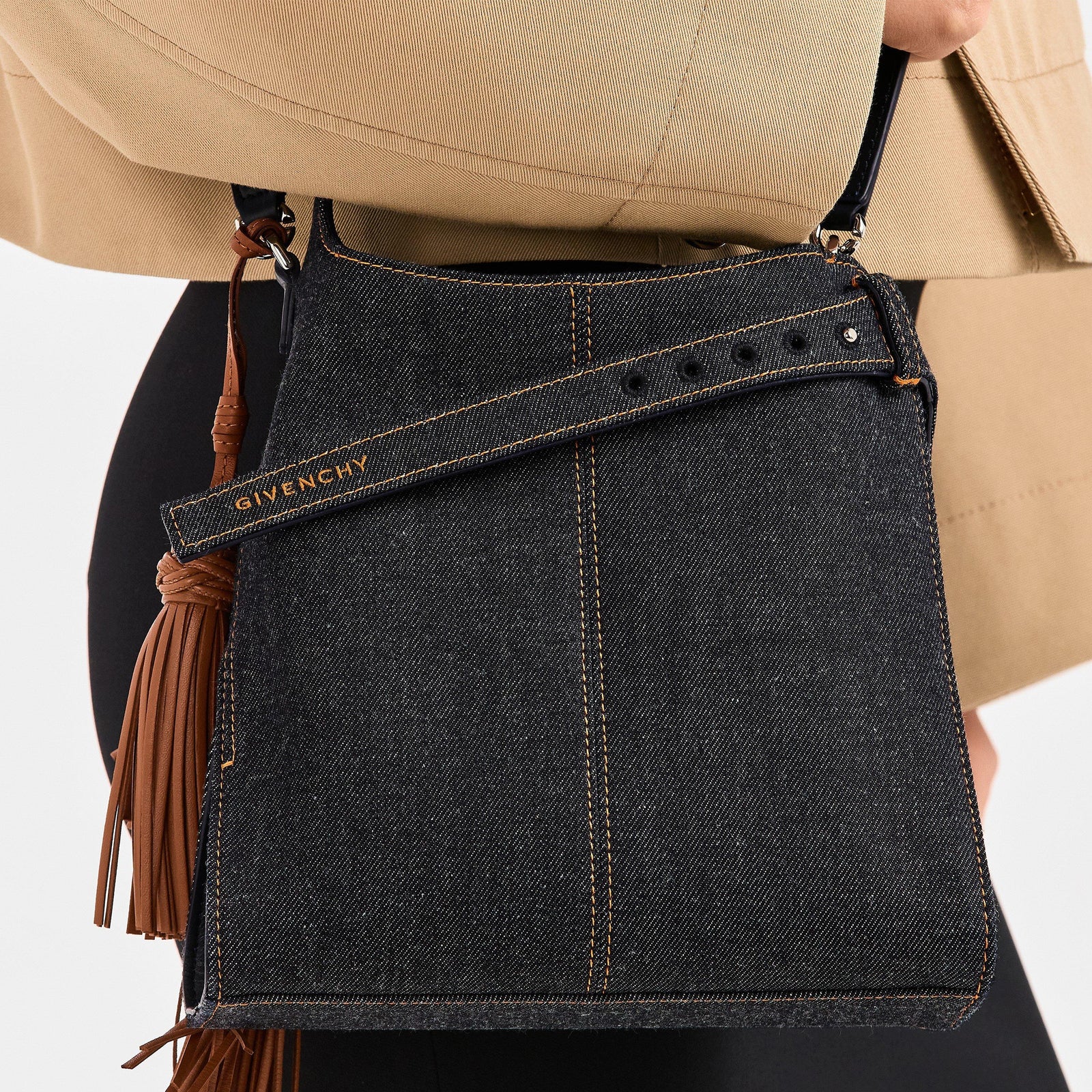 Mini Denim Belted Hobo Bag