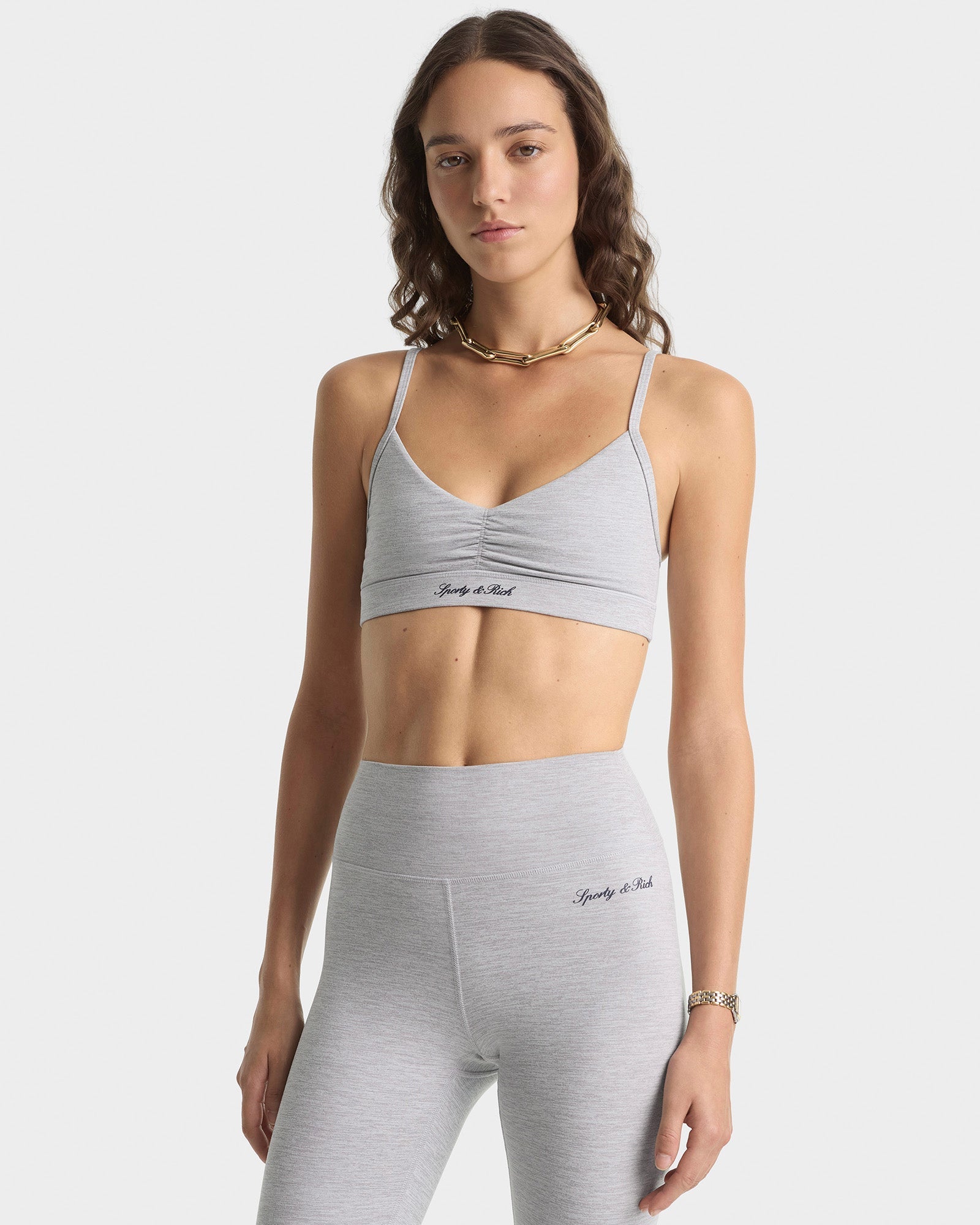 Signature Logo Legging - Heather Gray/Navy