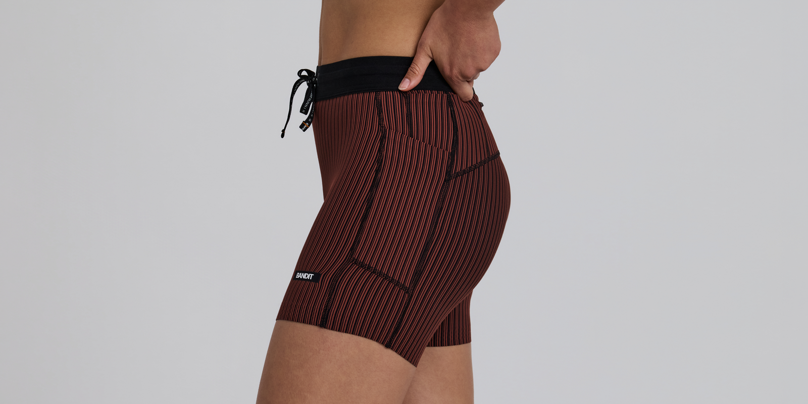 Bandit Womens Striped Cadence 5 Compression Shorts Mahogany Black
