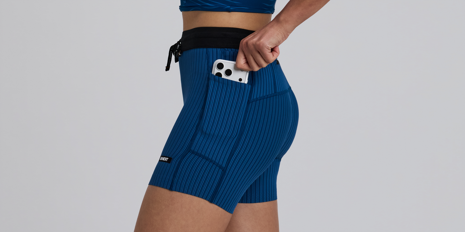 Bandit Womens Striped Cadence 5 Compression Shorts Ink Blue Aegean