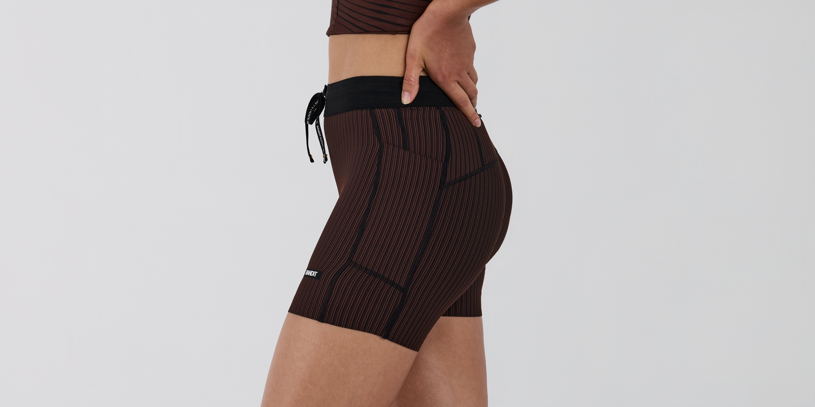 Bandit Womens Striped Cadence 5 Compression Shorts Cacao Black