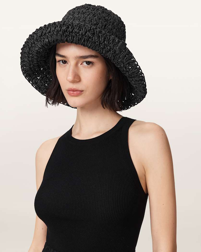 AllSaints Willow Straw Hat Women's Black Women's