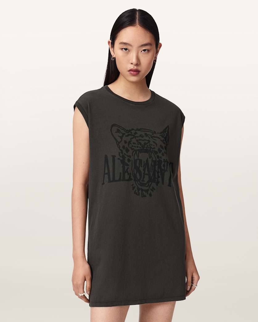 AllSaints Wild Brooke Relaxed Fit Mini T Shirt Dress Women's Washed Grey Women's