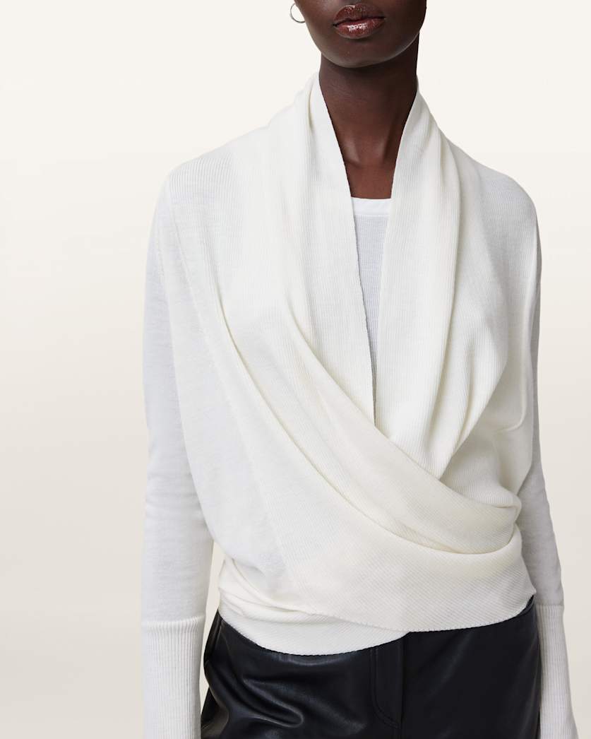 AllSaints Wasson Pirate Lightweight Merino Cardigan Women's Chalk White Women's