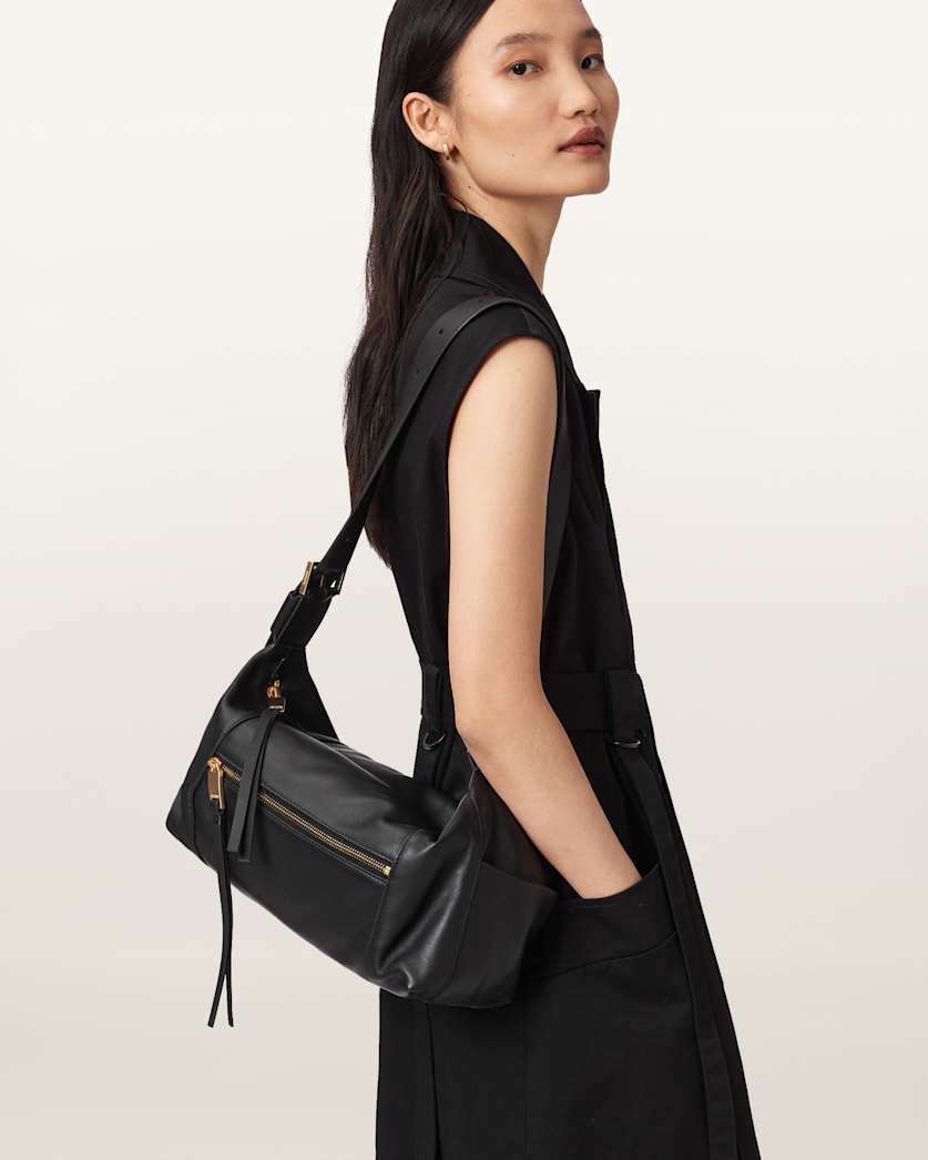AllSaints Vega Leather Shoulder Bag Women's Black Women's