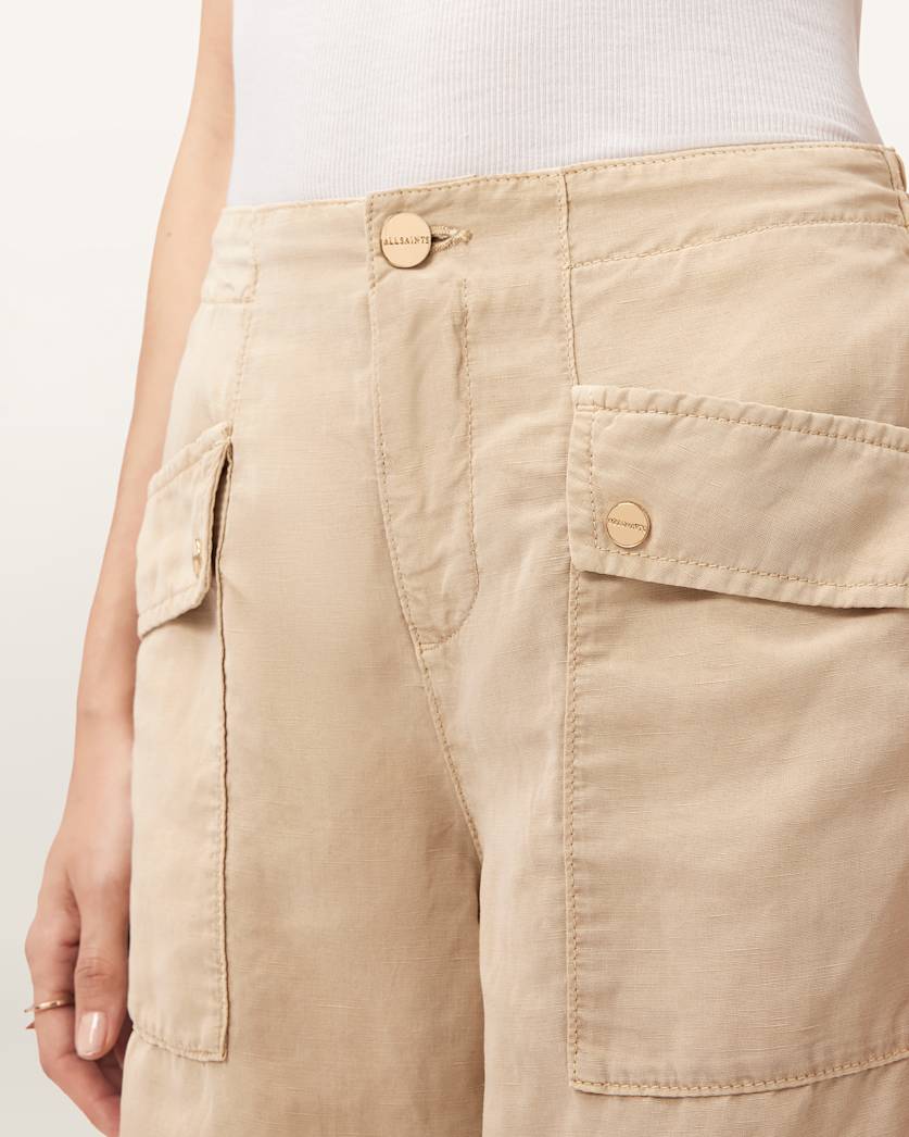 AllSaints Val Cargo Linen Blend Pants Women's Black Women's