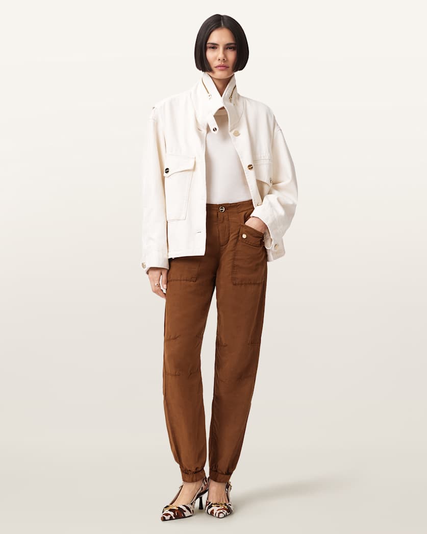 AllSaints Val Cargo Linen Blend Pants Women's Black Women's