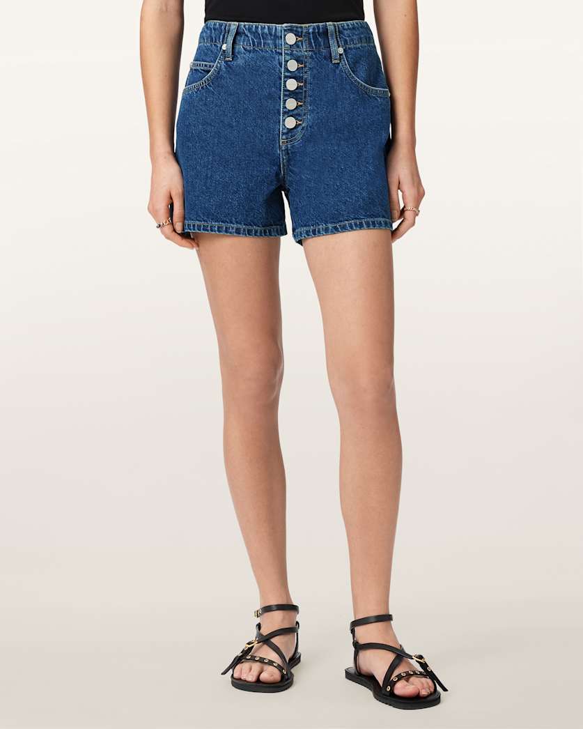 AllSaints Tay Mid Rise Denim Shorts Women's Dark Indigo Women's