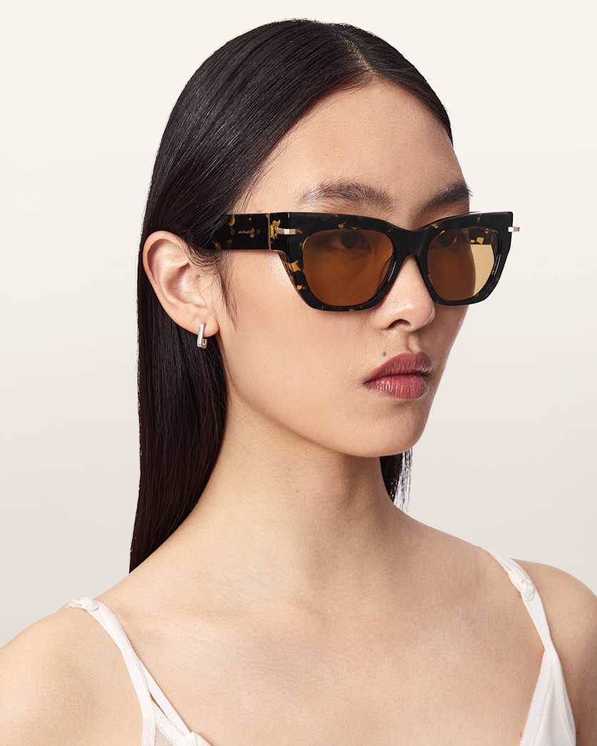 AllSaints Tamsin Rectangular Shaped Sunglasses Women's Tort Brown Women's