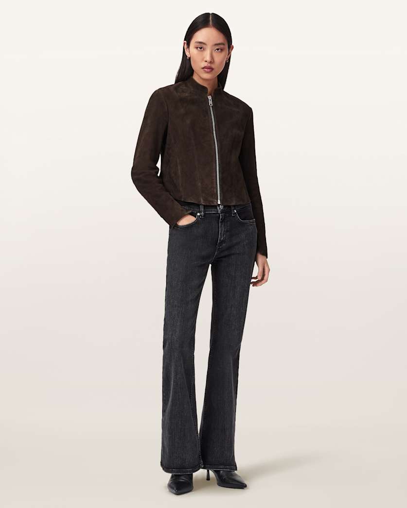AllSaints Sadler Fitted Suede Jacket Women's Bitter Brown Women's