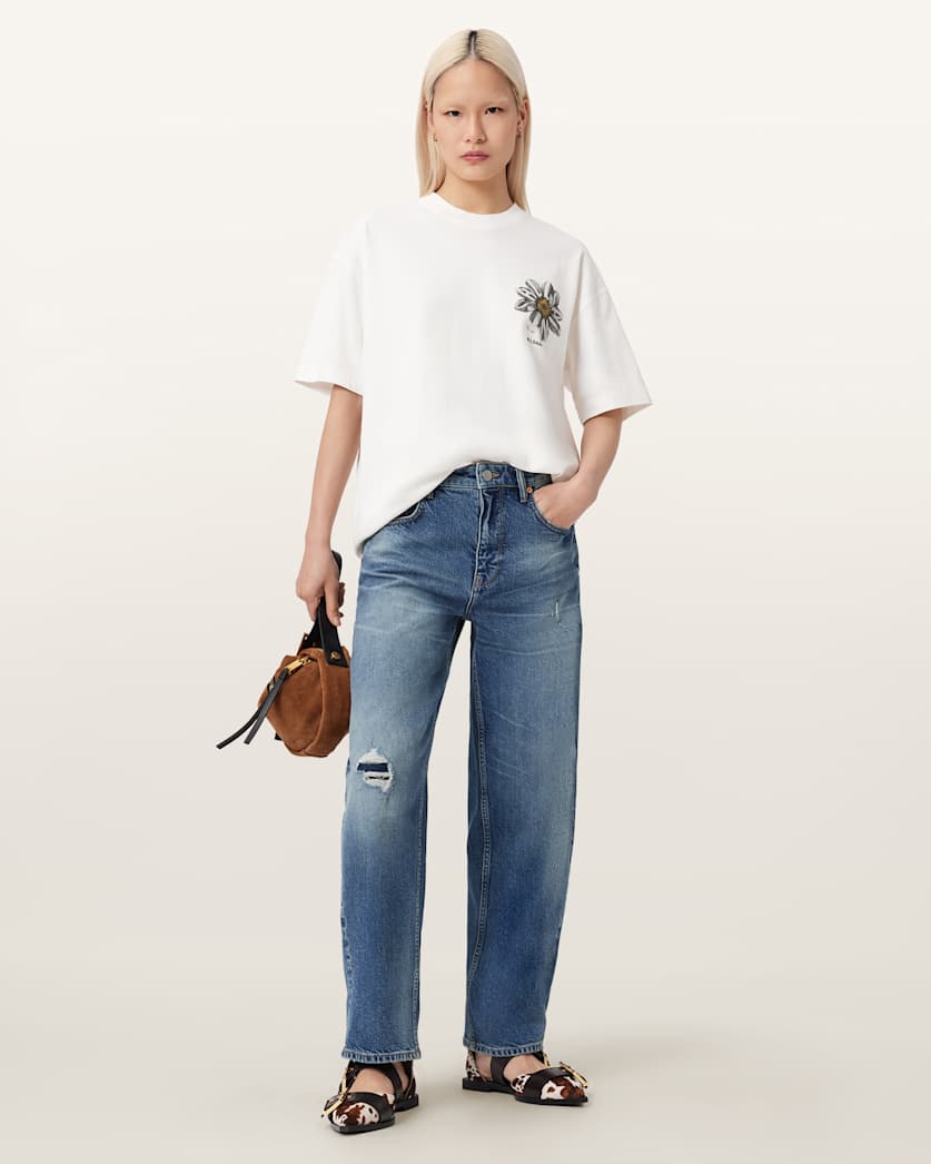 AllSaints Petal Etta Oversized T Shirt Women's Chalk White Women's
