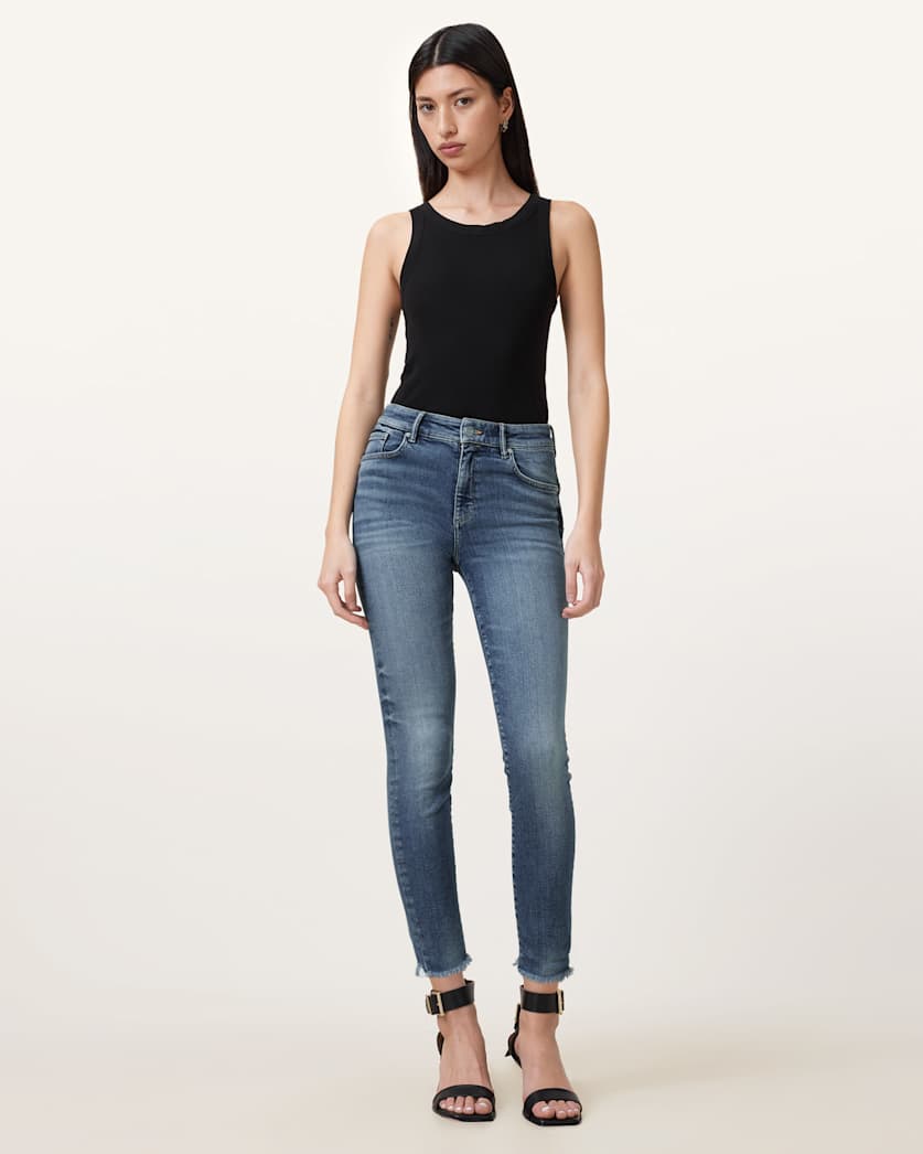 AllSaints Miller Push Up Skinny Fit Denim Jeans Women's Deep Royal Blue Women's