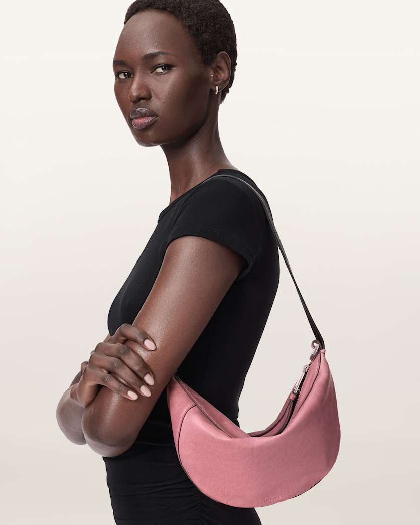AllSaints Luna Leather Shoulder Bag Women's Raspberry Pink Women's