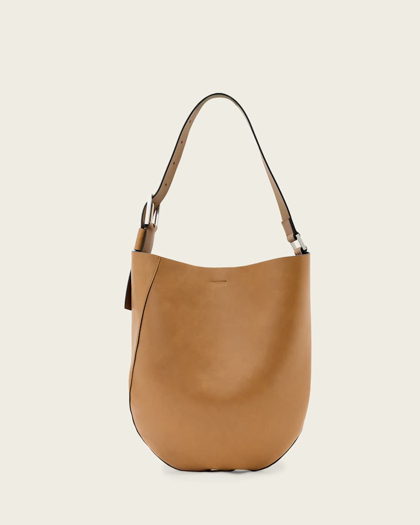 AllSaints Luna Leather Hobo Shoulder Bag Women's Toffee Brown Women's