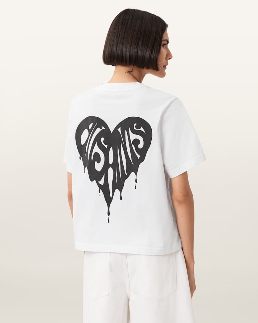 AllSaints Lisa Trip Graphic Boxy T Shirt Women's Optic White Women's
