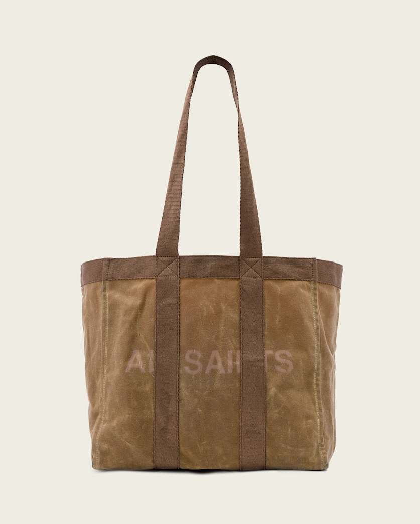 AllSaints Layo Spacious Canvas Tote Bag Weathered Brown