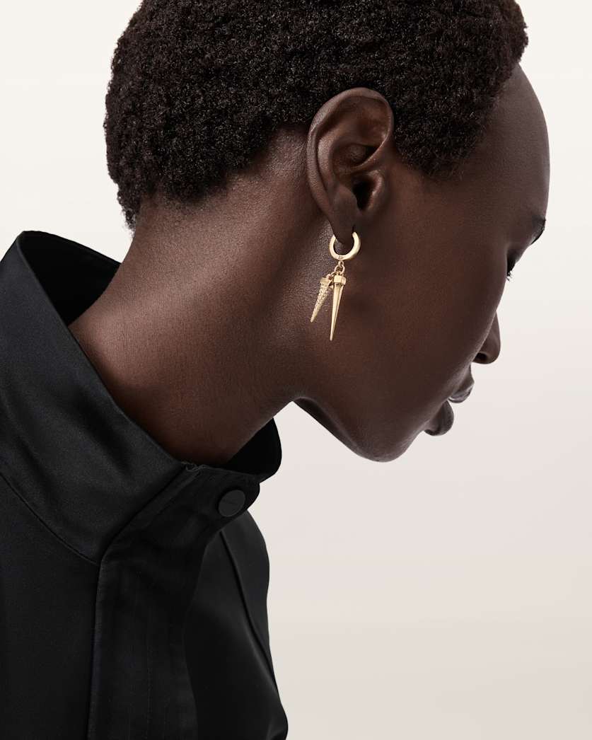 AllSaints Laio Double Spike Earrings Women's Warm Brass Women's