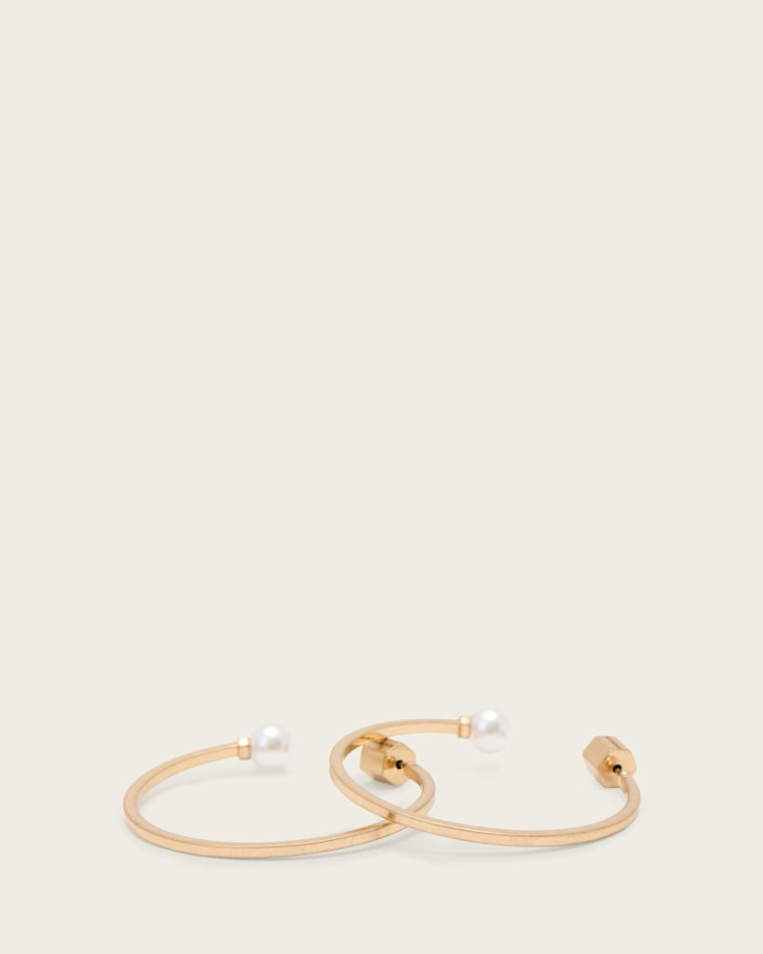 AllSaints Hazel Pearl Hoop Earrings Women's Warm Brass Women's