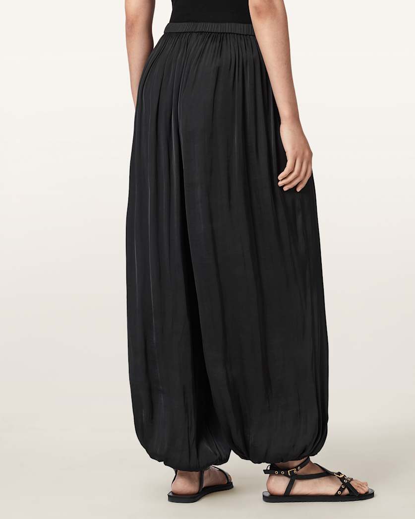 AllSaints Eshe Baggy Fit Satin Pants Women's Black Women's