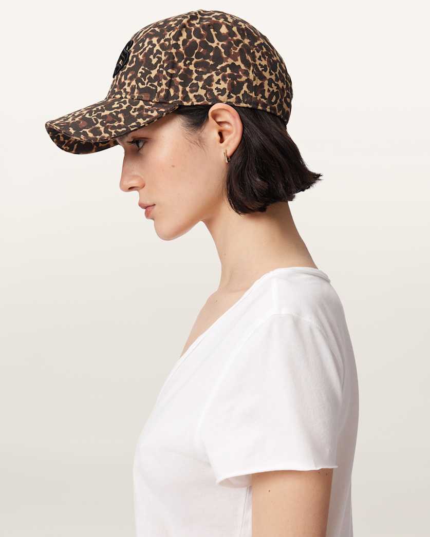 AllSaints Casey Leopard Print Baseball Cap Women's Brown Women's