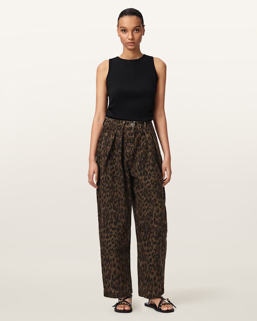 AllSaints Becca Barrel Leg Denim Pants Women's Leppo Brown Women's