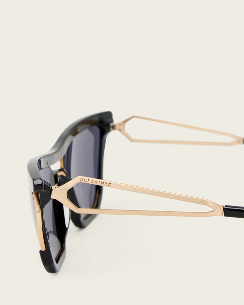 AllSaints Avie Square Visor Sunglasses Women's Gloss Black Women's