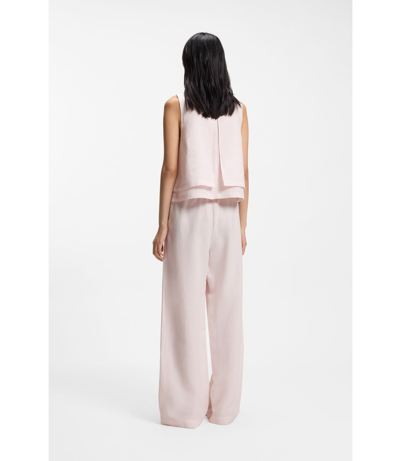 Boss Wide Leg Trousers With Elasticated Waistband Light Pink Women's
