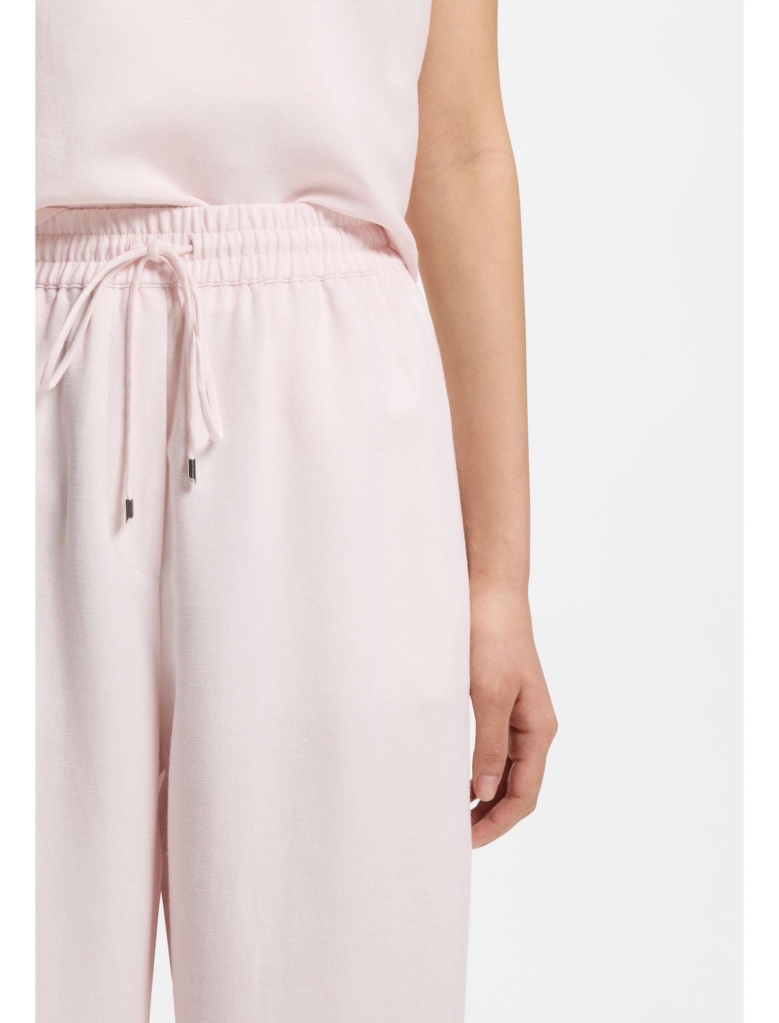 Boss Wide Leg Trousers With Elasticated Waistband Light Pink Women's