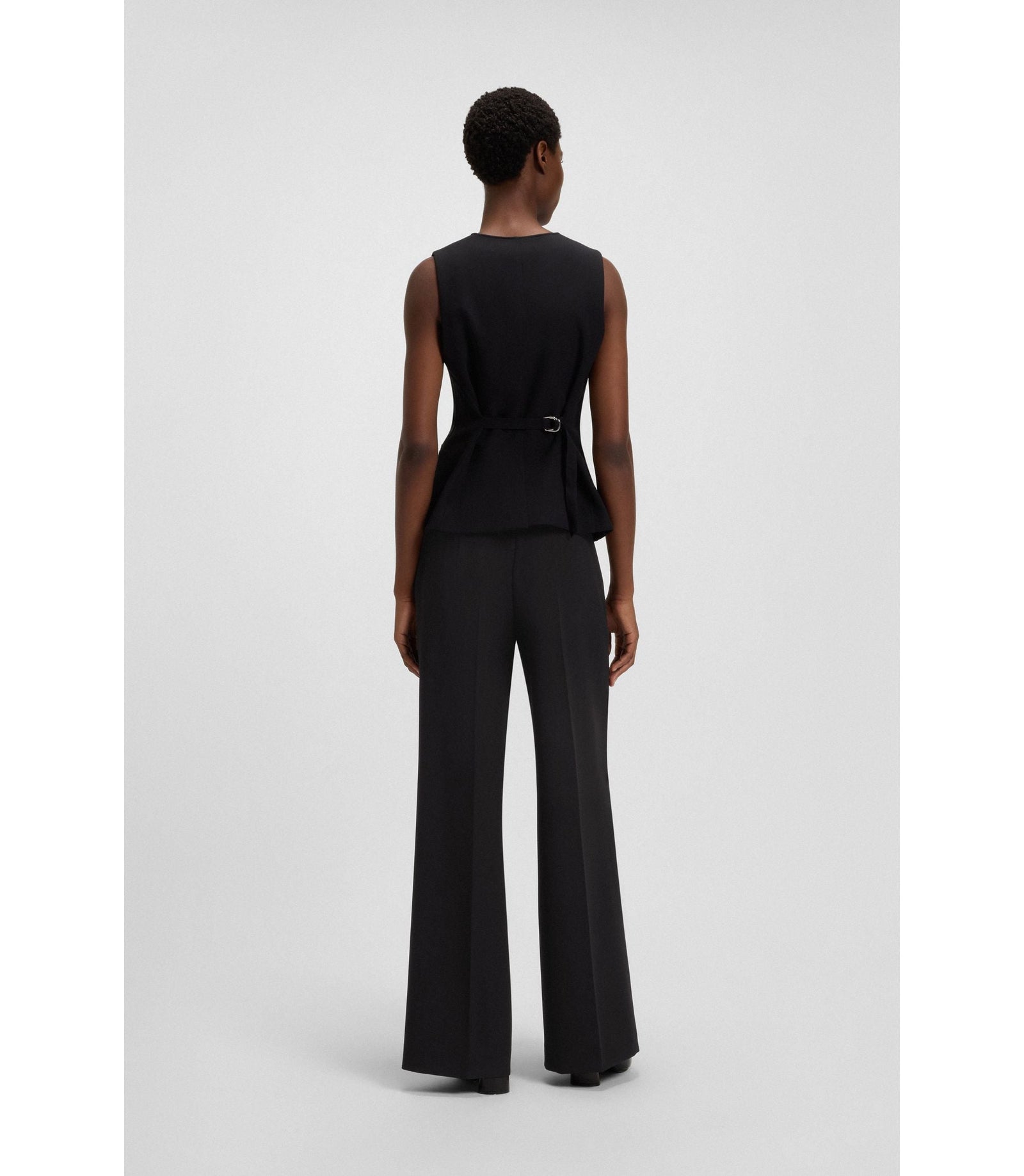 Boss Wide Leg Trousers In Stretch Fabric Black Women's