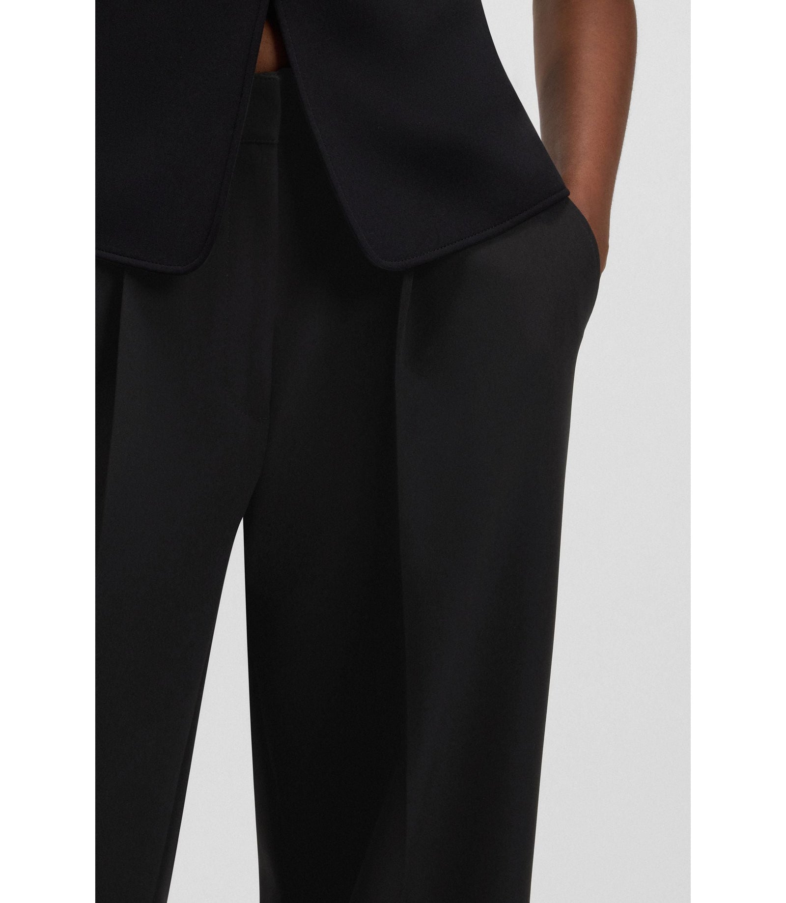 Boss Wide Leg Trousers In Stretch Fabric Black Women's