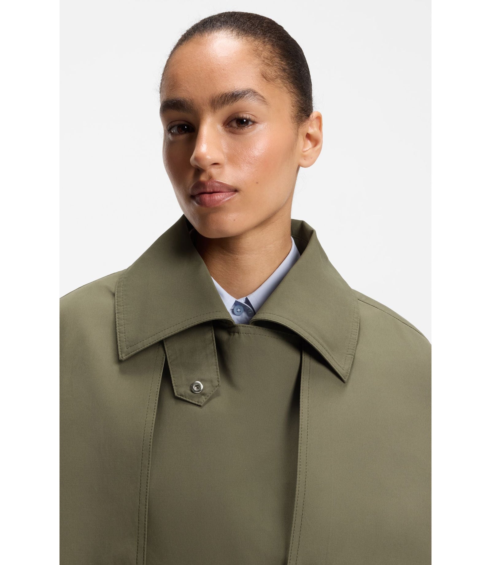 Boss Water Repellent Trench Coat With Belt Light Green Women's