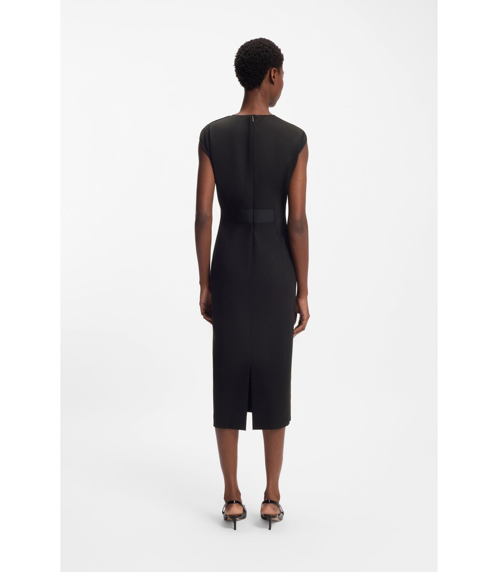 Boss Waistband Detail Dress In Stretch Jersey Black Women's