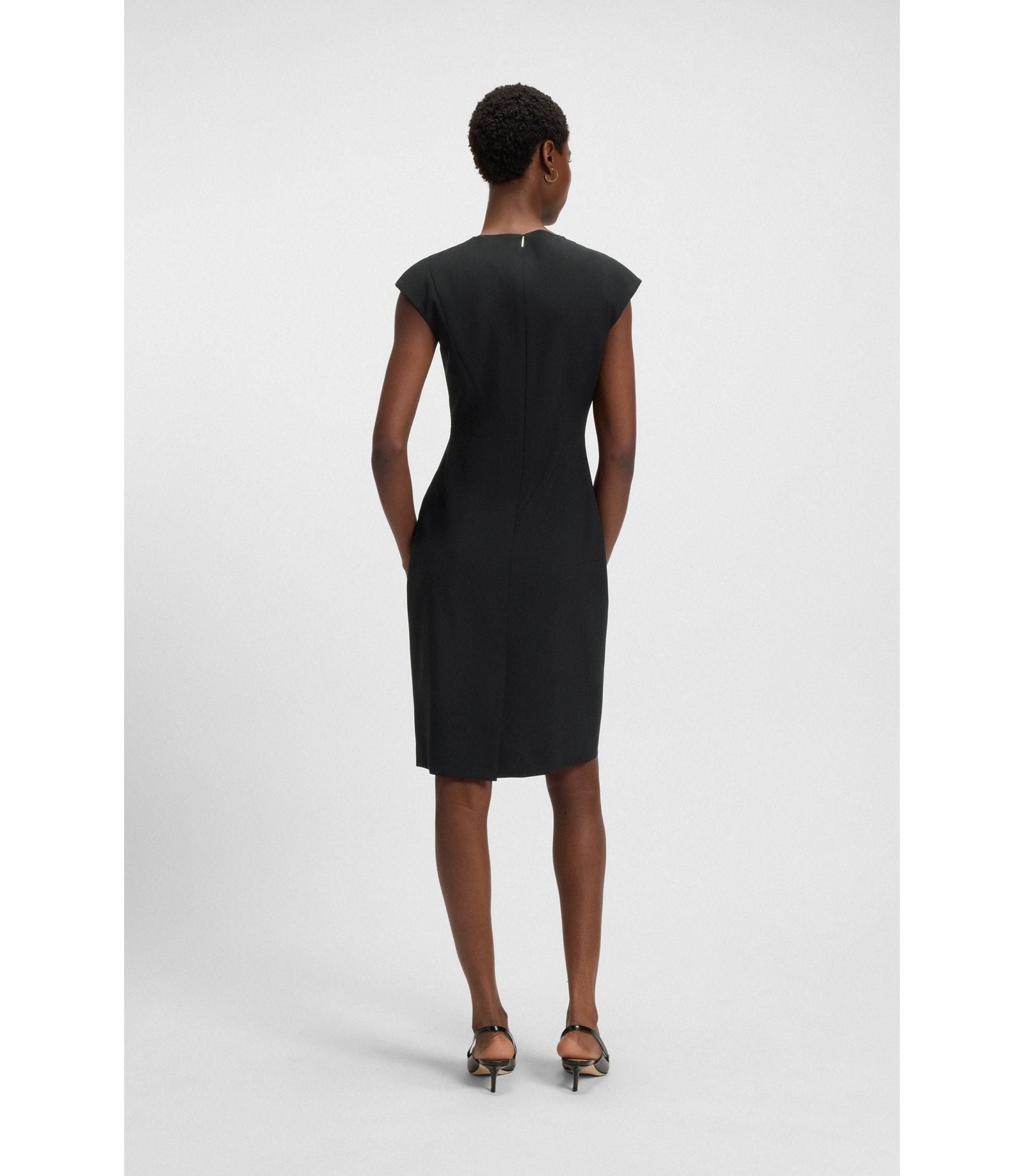 Boss Virgin Wool Dress In A Slim Fit Black Women's