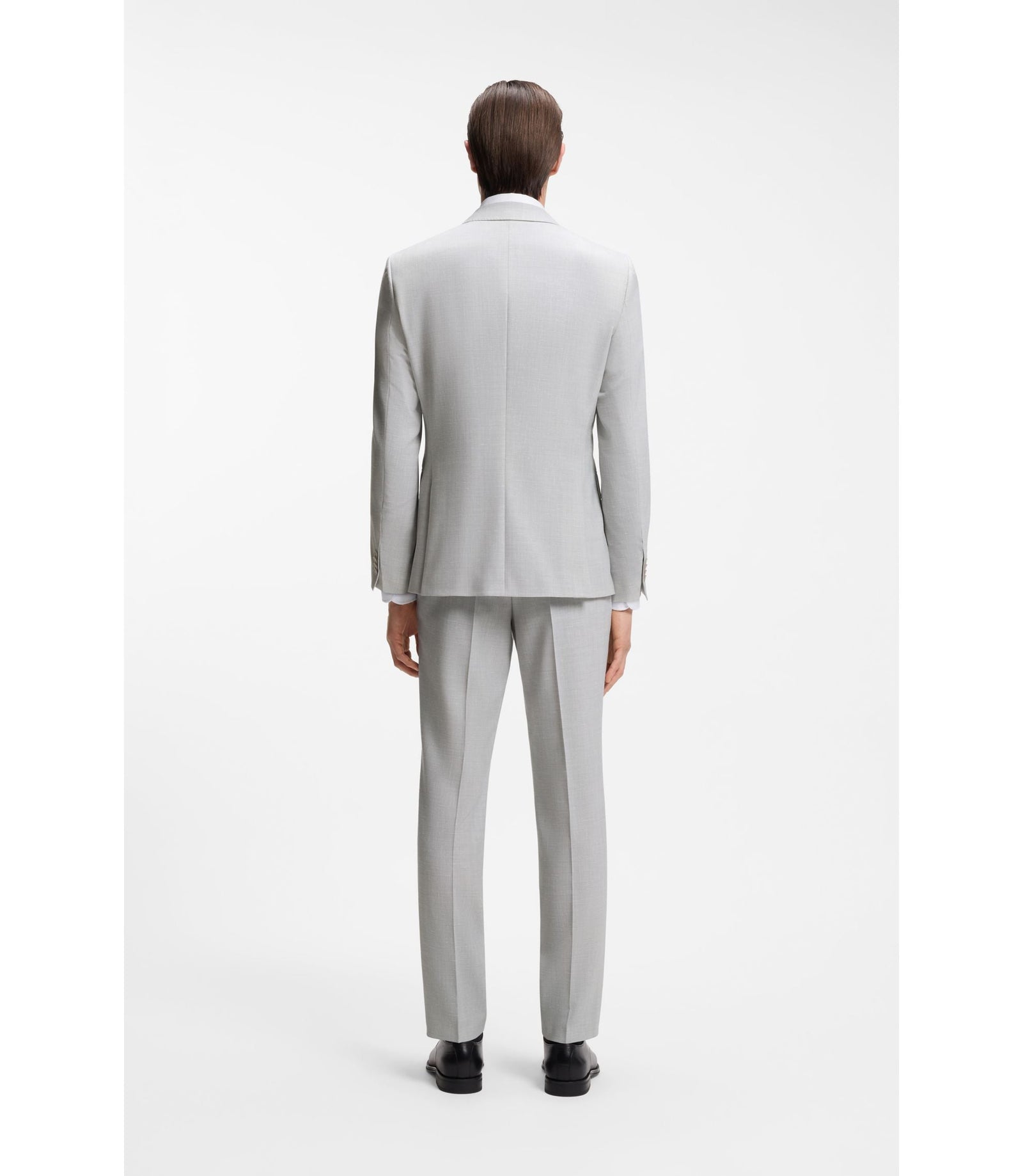 Boss Two Piece Slim Fit Suit In Micro Patterned Cloth Light Grey