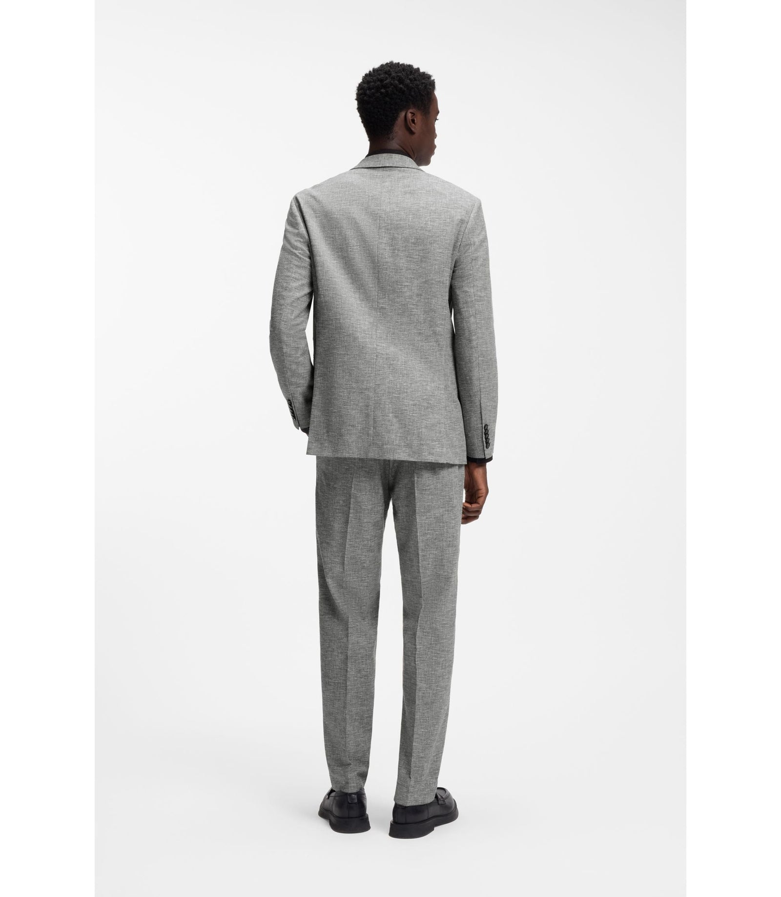 Hugo Two Piece Modern Fit Suit In Sharkskin Fabric Dark Grey