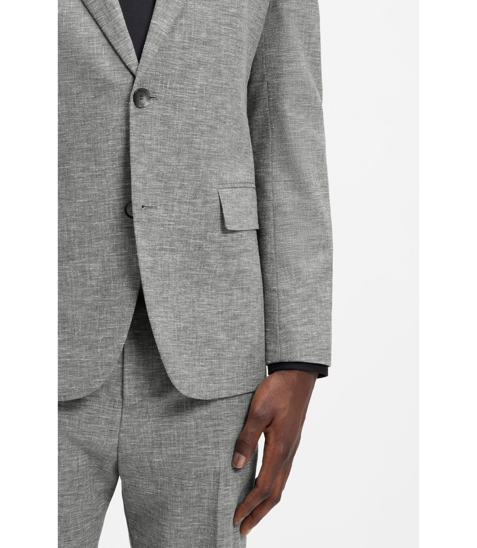 Hugo Two Piece Modern Fit Suit In Sharkskin Fabric Dark Grey