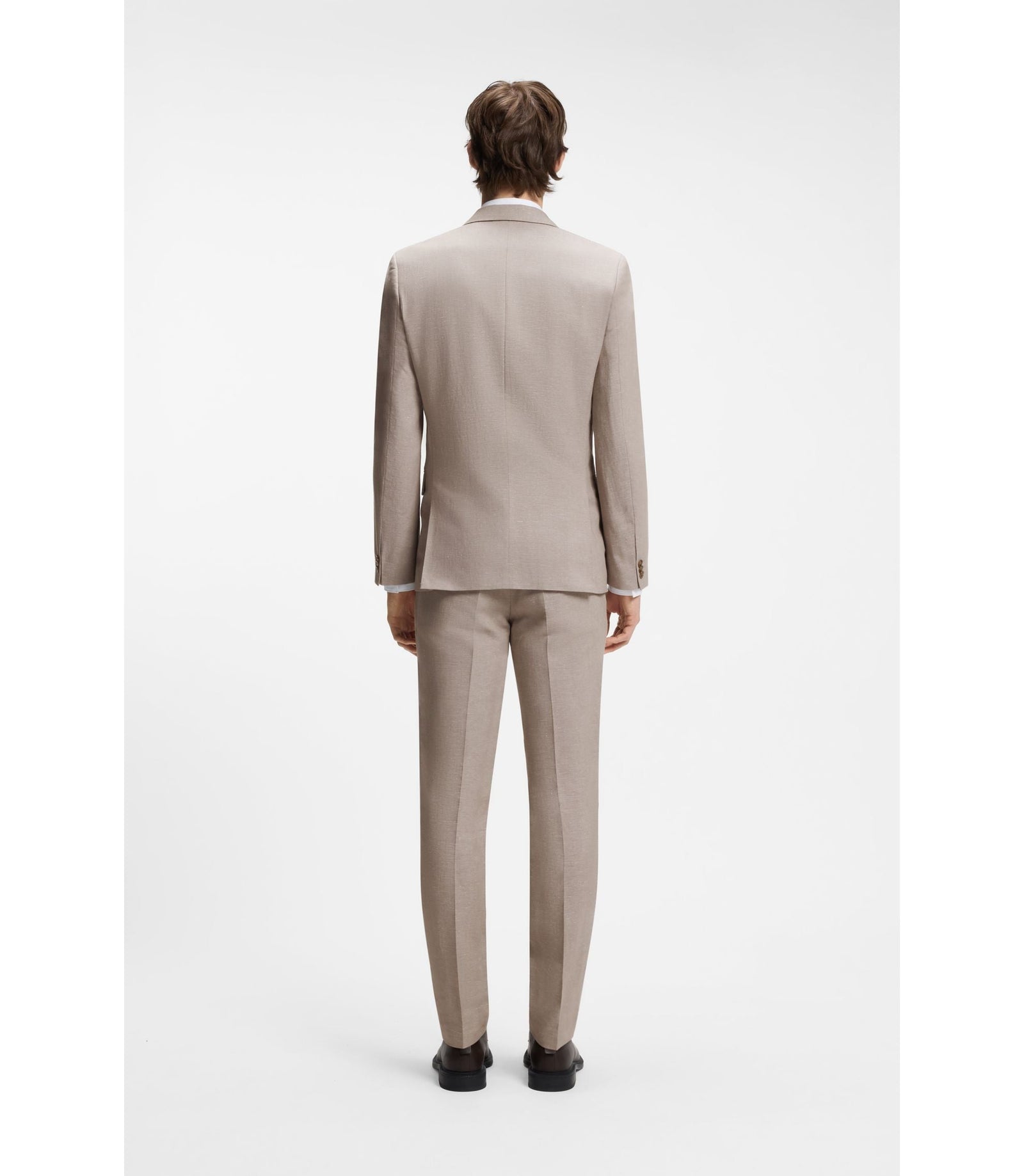 Hugo Three Piece Extra Slim Fit Suit Light Brown