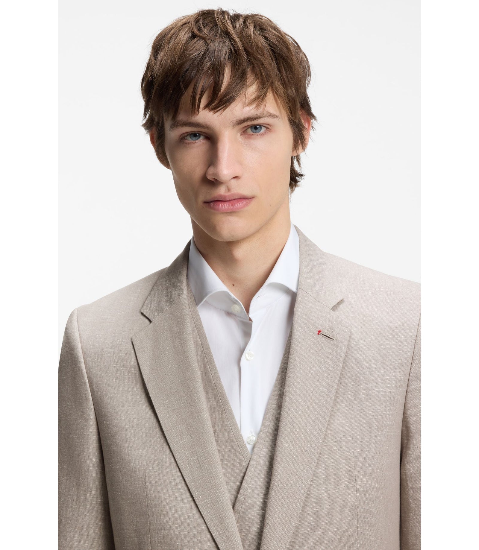 Hugo Three Piece Extra Slim Fit Suit Light Brown