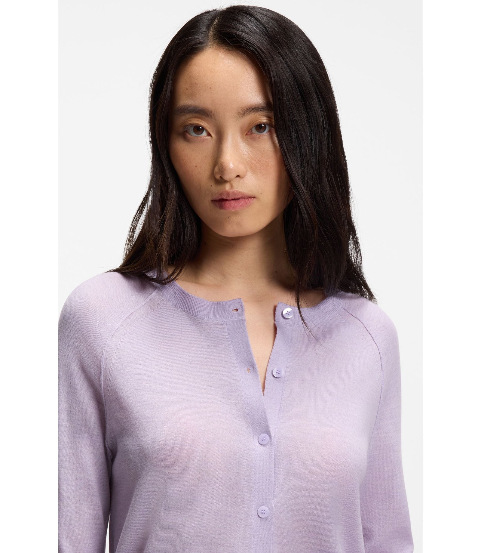 Boss Superfine Merino Wool Cardigan Light Purple Women's