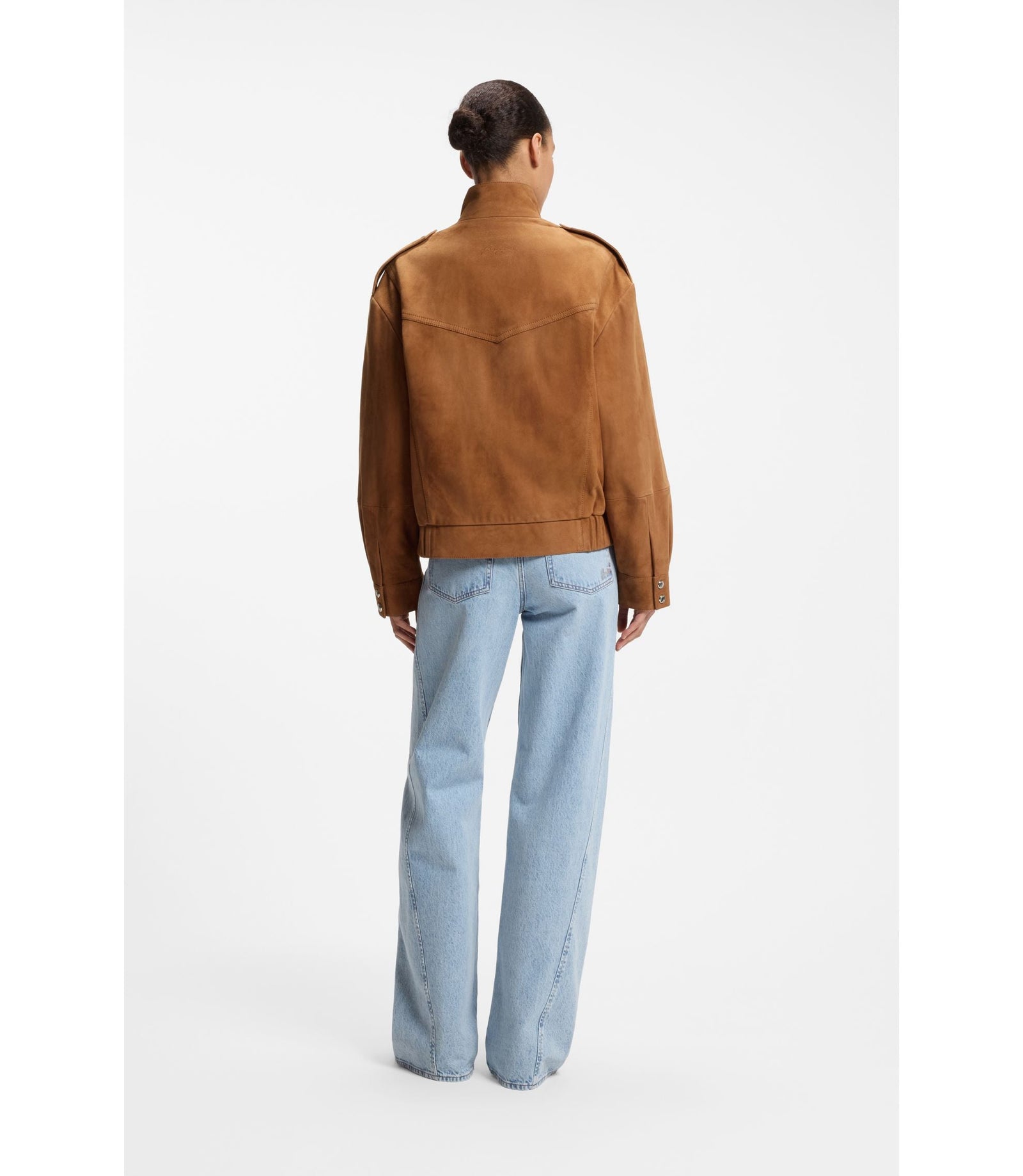 Boss Suede Jacket With Bomber Styling Brown Women's