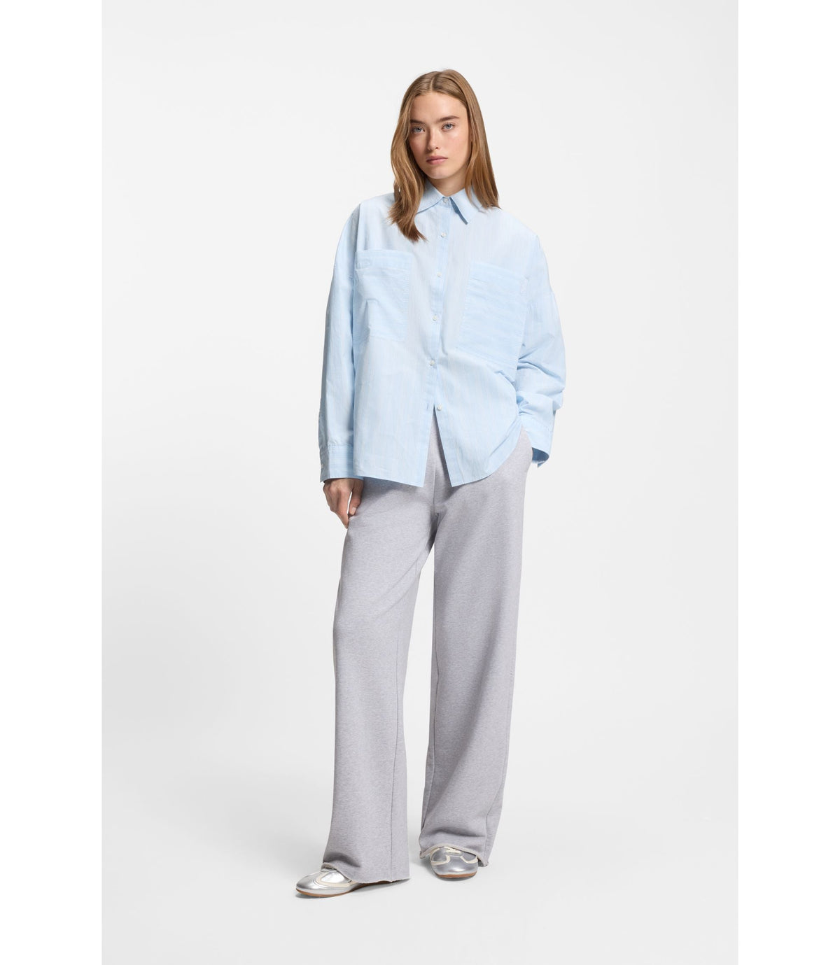 Hugo Striped Relaxed Fit Blouse In Cotton Poplin Patterned Women's
