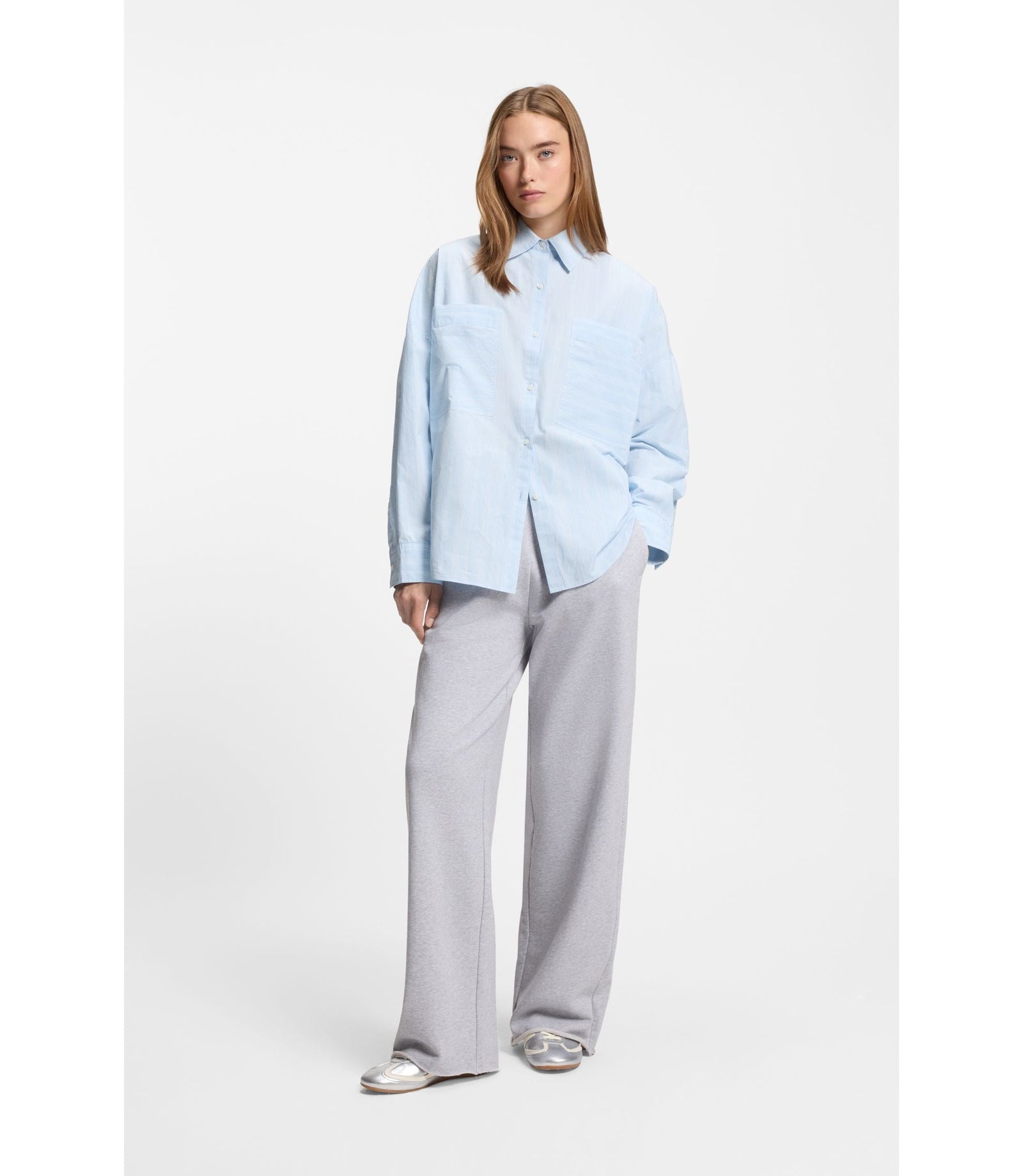 Hugo Striped Relaxed Fit Blouse In Cotton Poplin Patterned Women's