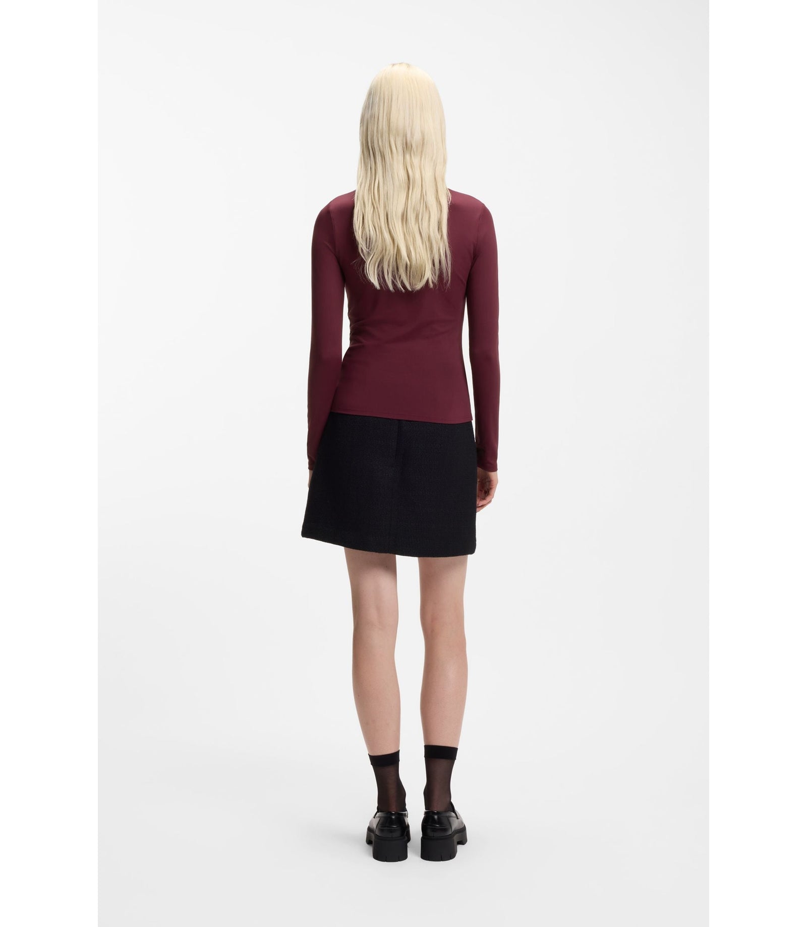 Hugo Stretch Jersey Top With Stacked Logo Print Dark Purple Women's