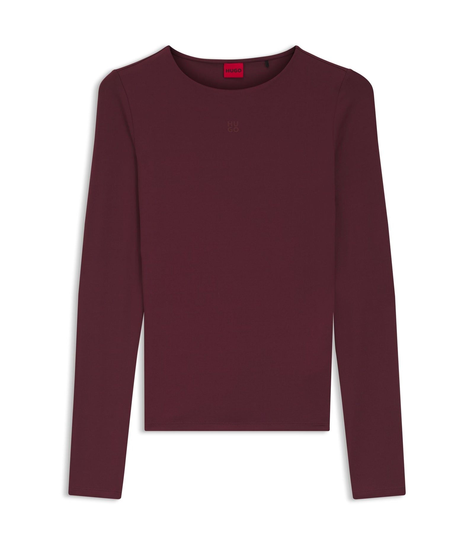 Hugo Stretch Jersey Top With Stacked Logo Print Dark Purple Women's
